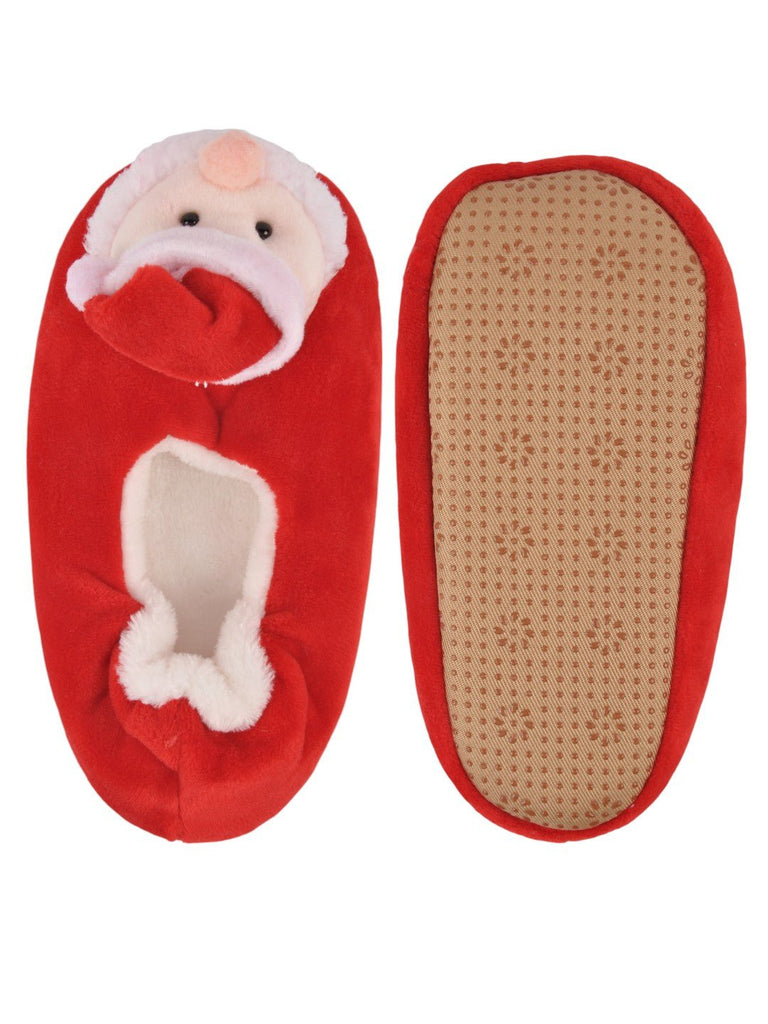 Festive Santa Claus Plush Socks for Boys - Red, front and back view highlighting the plush material and design.