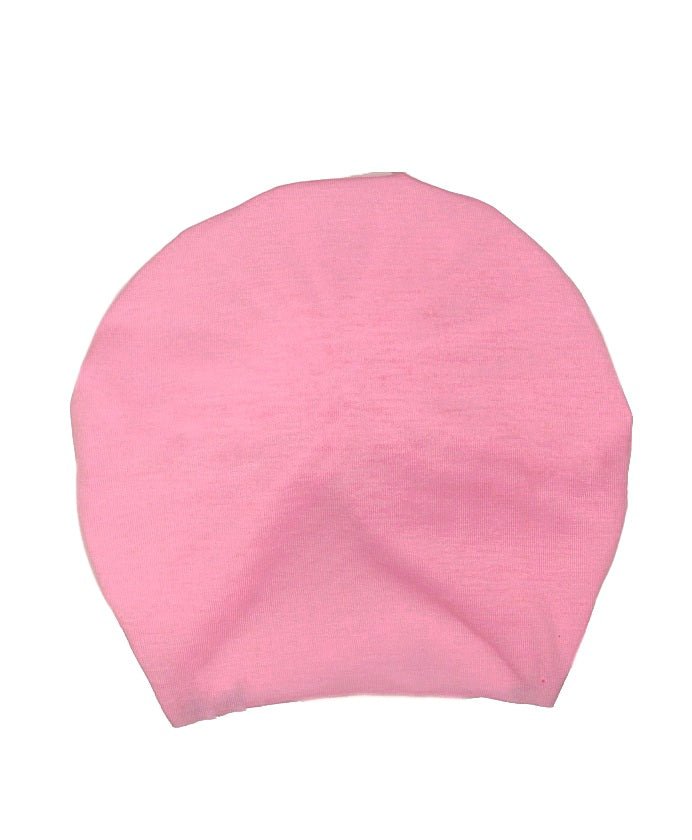 Top view of Yellow Bee's soft cotton light pink turban designed for baby girls.