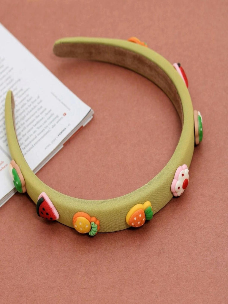 Creative image of Yellow Bee's Green Hair Band with Fruit Embellishments for Girls