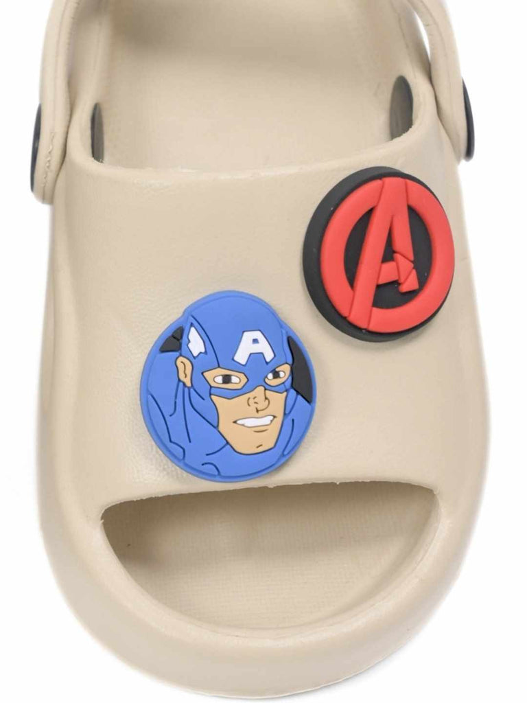 Fun & Adventurous Avengers Character Sandals for Boys- Beige-Front View