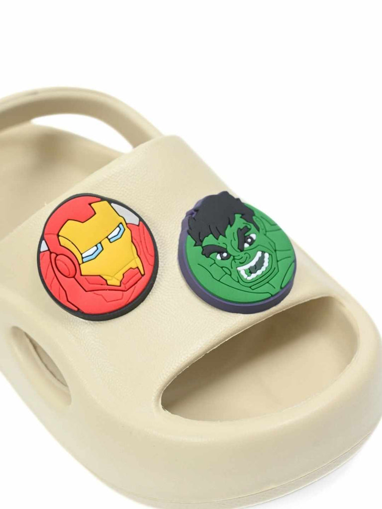 Fun & Adventurous Avengers Character Sandals for Boys- Beige-Close up view