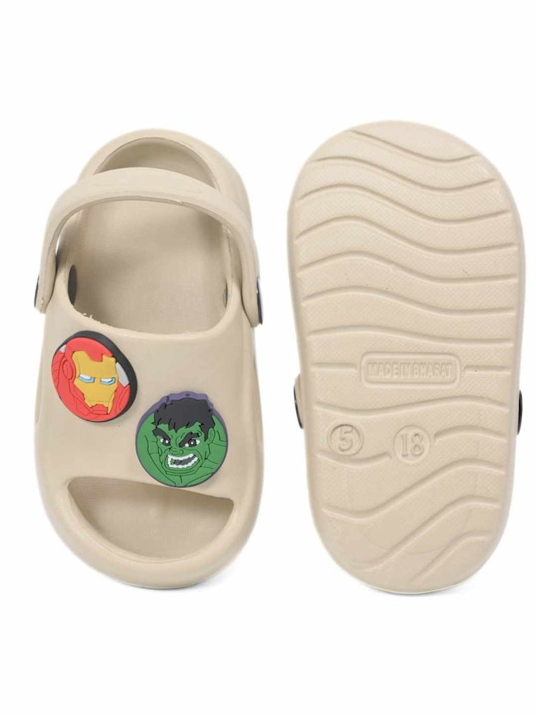 Fun & Adventurous Avengers Character Sandals for Boys- Beige-Front & Back View