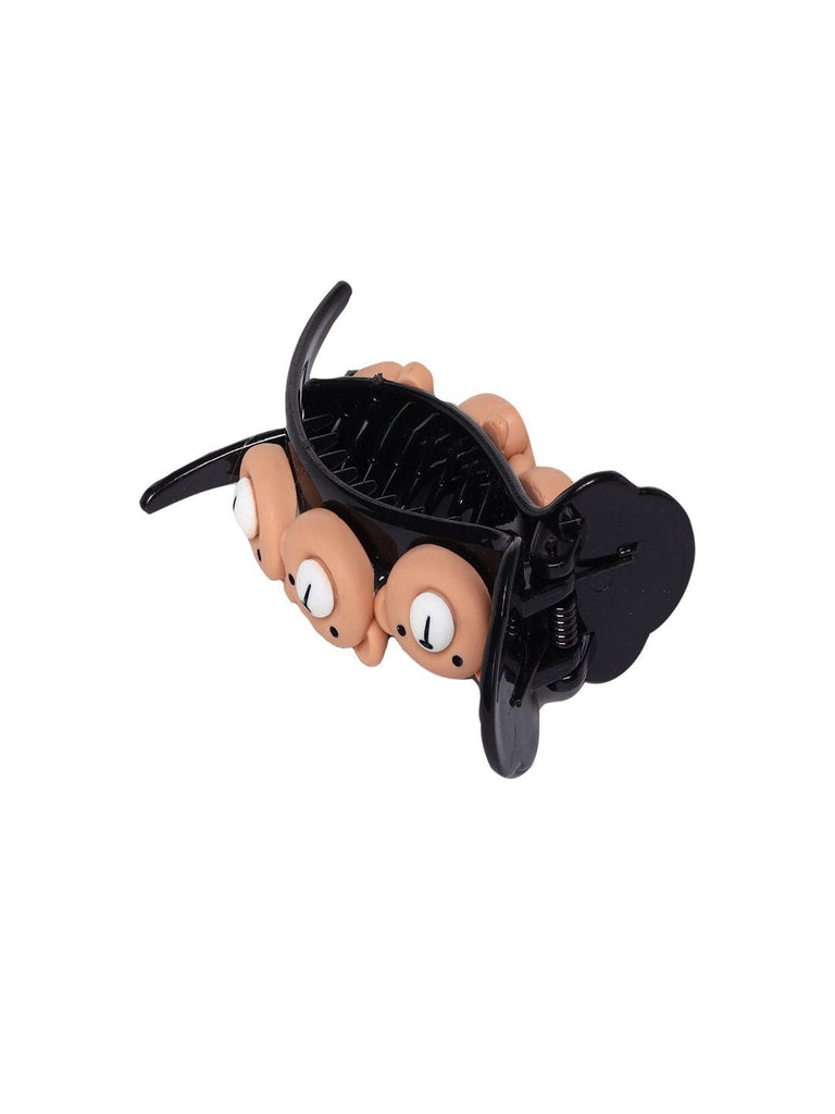 Full view of Fun and Whimsical Cute Bear Face Hair Claw Clip – Brown & Black by Yellow Bee