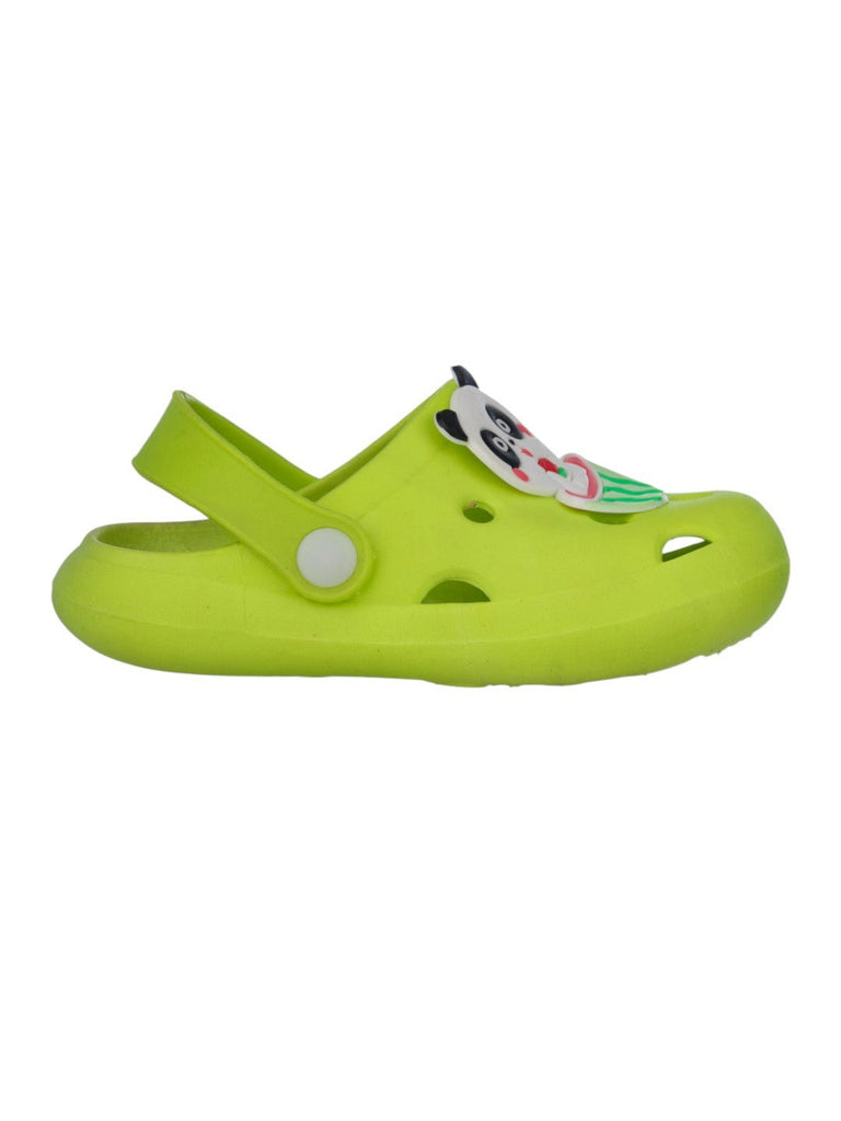 Fun & Comfy Panda Watermelon Design Clogs for Girls- Green-Side View