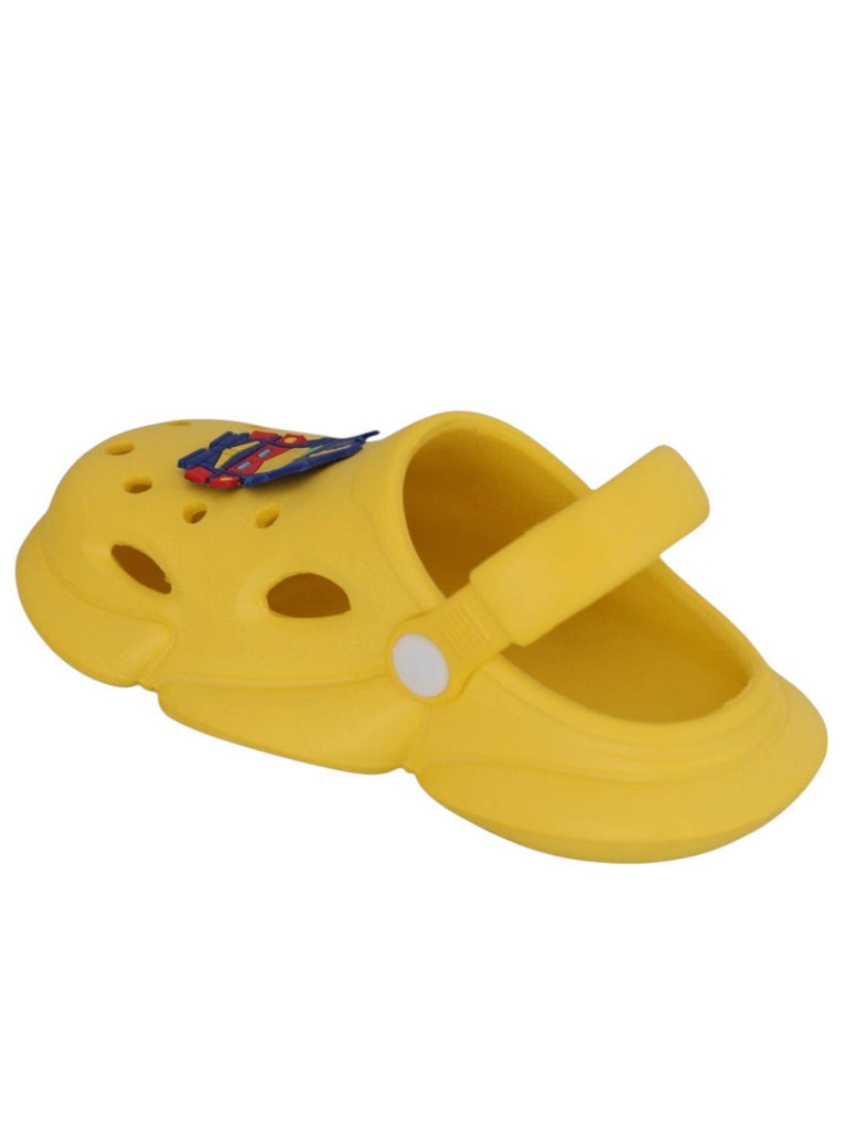 Fun & Durable Robot Car Design Clogs for Boys –Yellow-Back View
