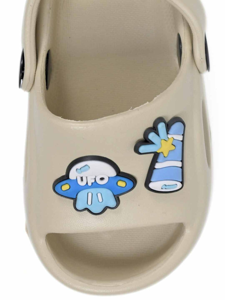 Fun Galaxy-Themed Sandals for Boys – Beige  Front View