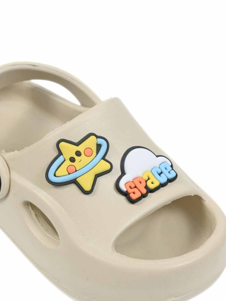 Fun Galaxy-Themed Sandals for Boys – Beige  Close Up View