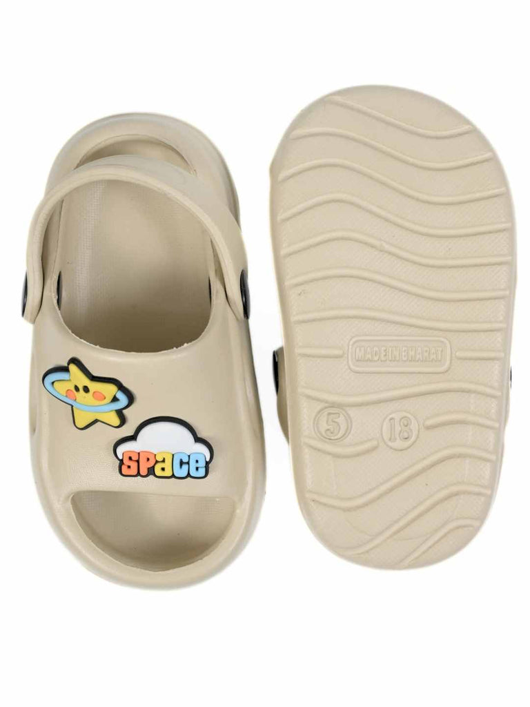 Fun Galaxy-Themed Sandals for Boys – Beige  Front & Back View