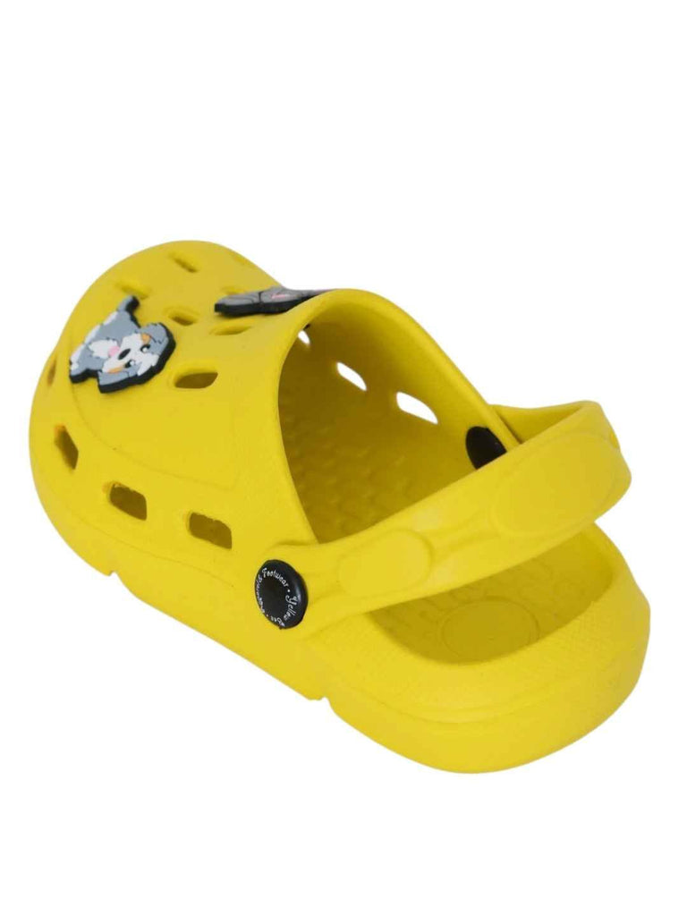 Fun-loving Yellow Clogs with Cute Puppy Charms for Boys-Back View