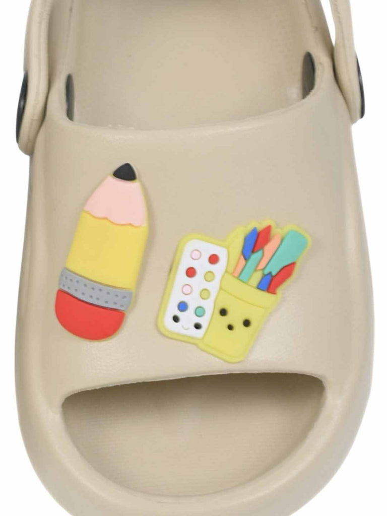 Fun_Pencil_Crayon_Charm_Sandals_for_Boys_Beige_Front View