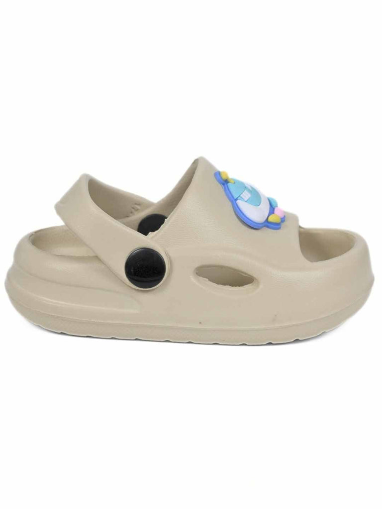 Fun Spaceship Charm Sandals for Boys– Beige  Side View