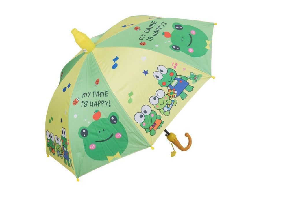 Side view of Funny Frog Themed Umbrella for Boys