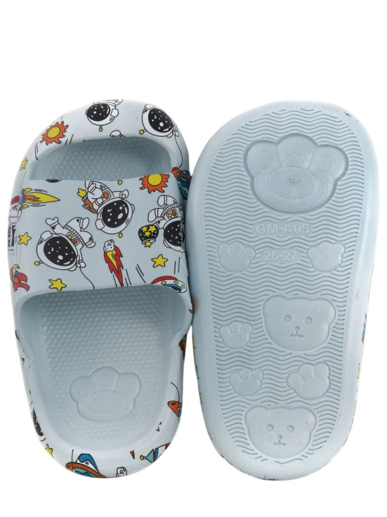 Galactic Adventure Comfort Slides - Celestial Blue-Front & Back View