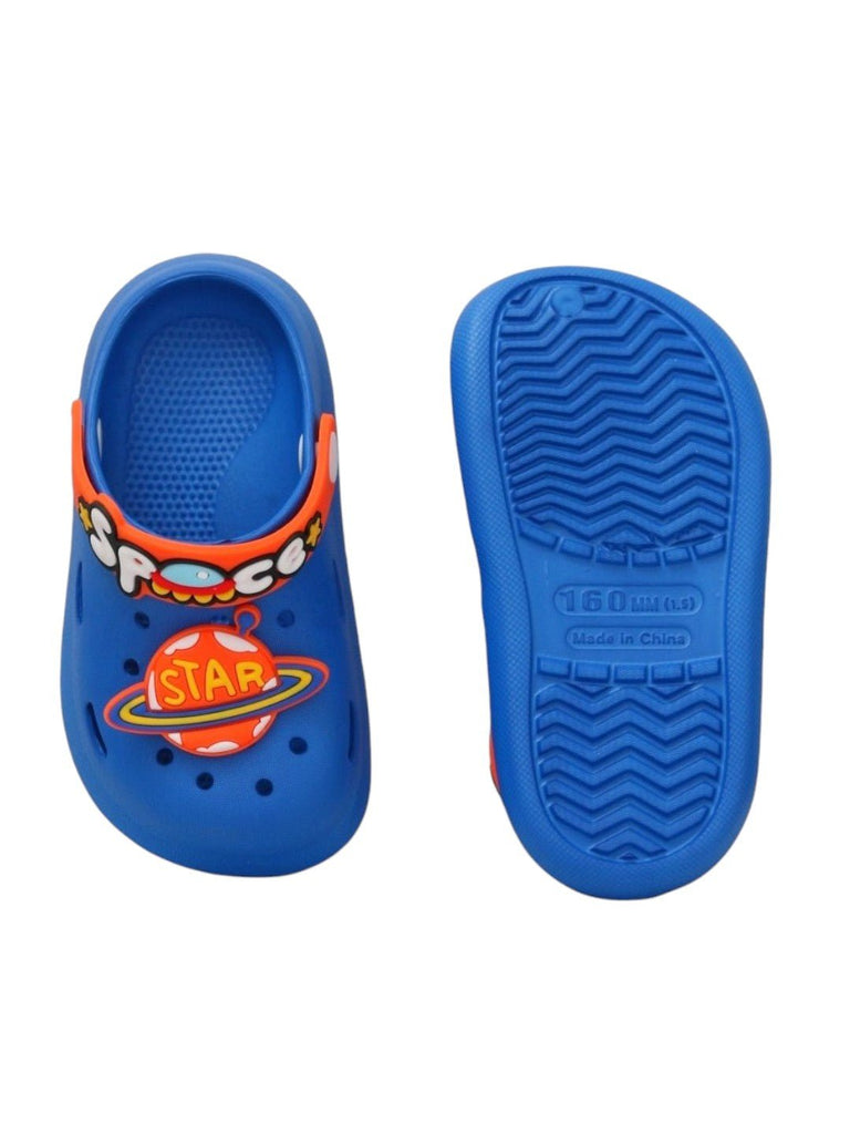 galactic-blue-space-explorer-clogs-for-kids-front & back view