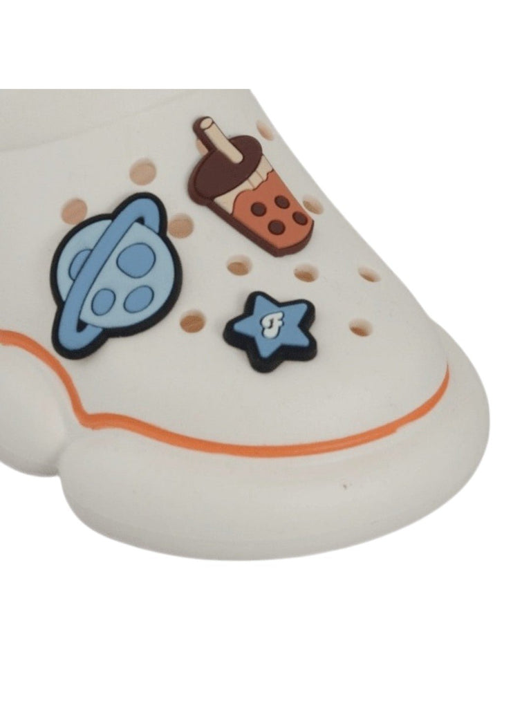 Galactic Comfort in Every Step: Kids' Space Motif Clogs-Close up