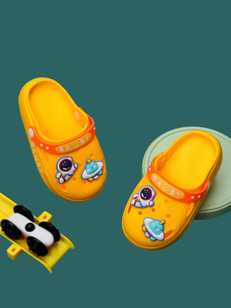 Galactic Explorer Yellow Space Motif Clogs for Kids