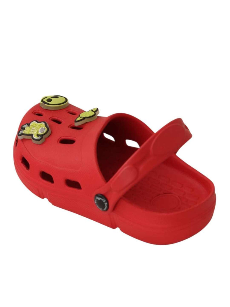Galactic Fun Glow-in-the-Dark Alien & Space Explorer Charms Clogs for Boys-Red-Back View