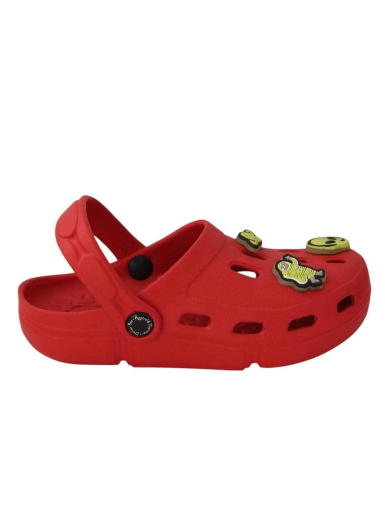Galactic Fun Glow-in-the-Dark Alien & Space Explorer Charms Clogs for Boys-Red-Side View