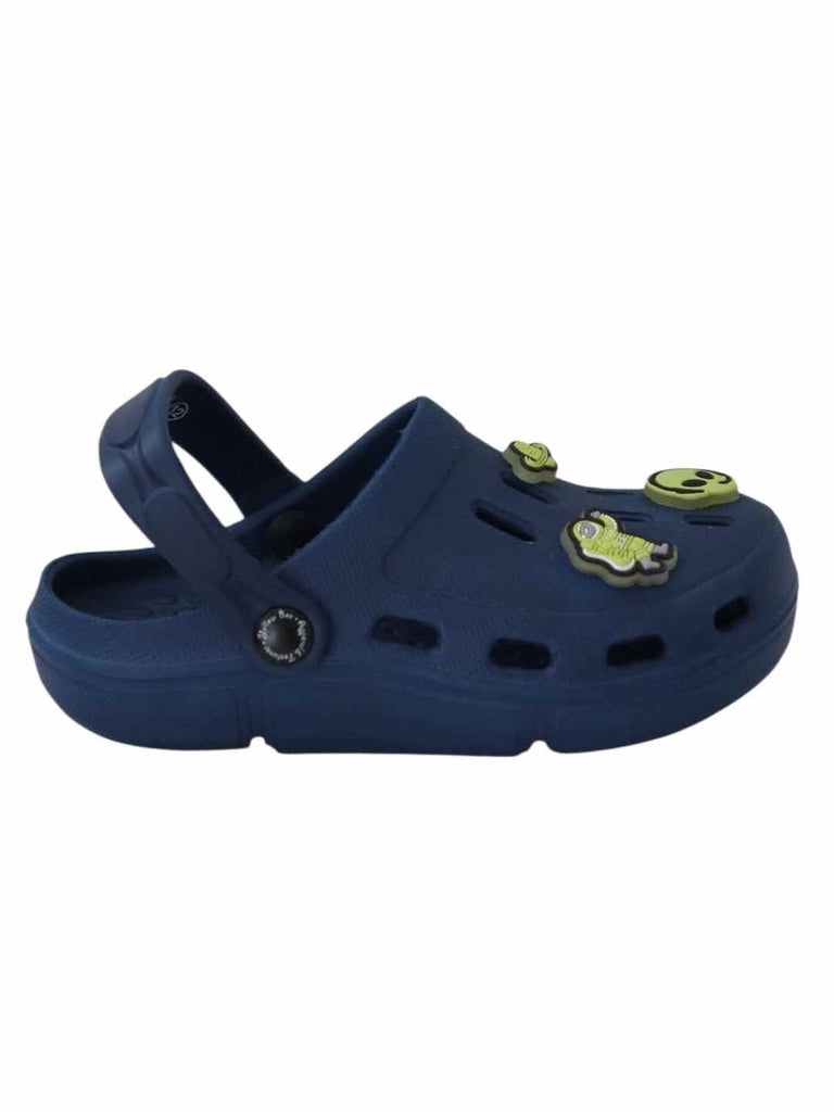 Galactic Glow-in-the-Dark Alien & Space Charms Clogs for Boys- Dark Blue-Side View