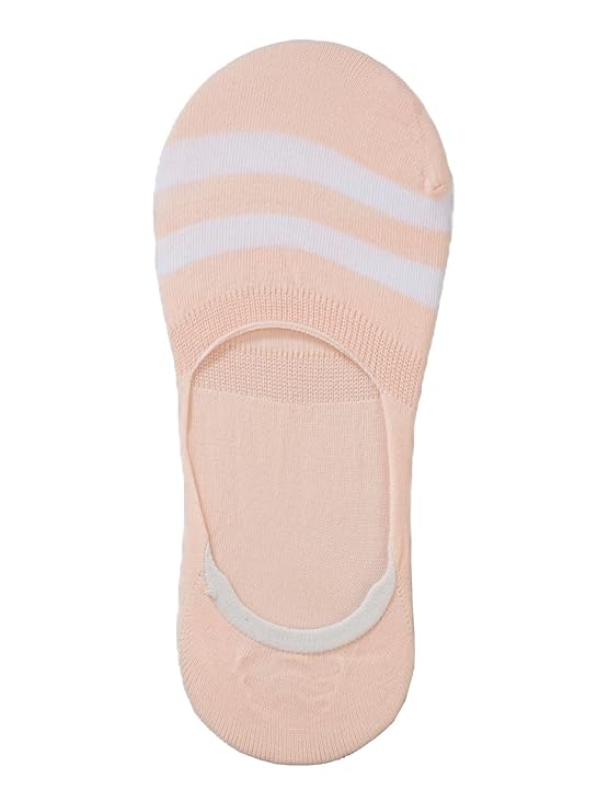 Yellow Bee Peach Striped Invisible Sock with Comfortable Toe Seam for Girls.