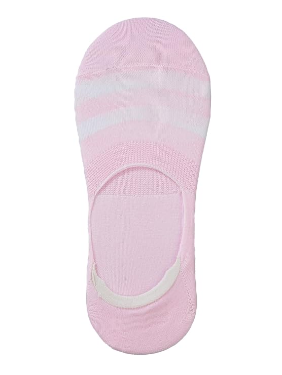 Yellow Bee Pink Striped Low Cut Invisible Sock for Girls with Soft Elastic Cuff.