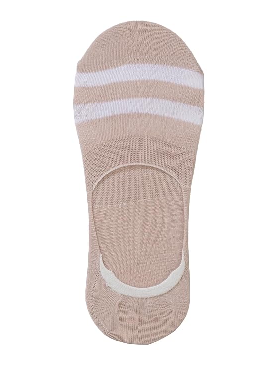 Yellow Bee Taupe Striped Invisible Sock for Girls, Perfect for Everyday Wear.