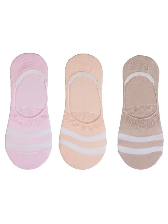 Collection of Yellow Bee Girls' Striped Low Cut Invisible Socks in Soft Hues.