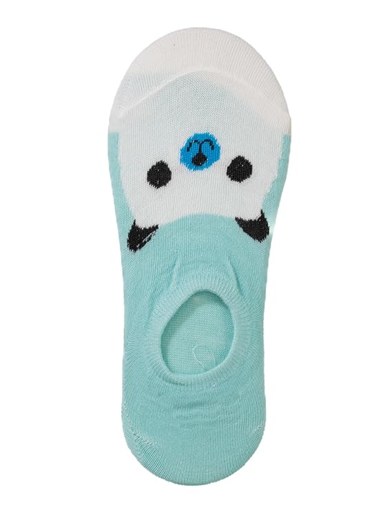 Solo Image of Yellow Bee Light Blue Invisible Sock with Cute Animal Face Print.