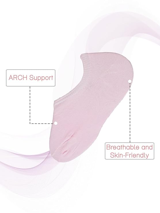Detailed View of Arch Support on Yellow Bee's Girls' Low Cut Invisible Pink Socks
