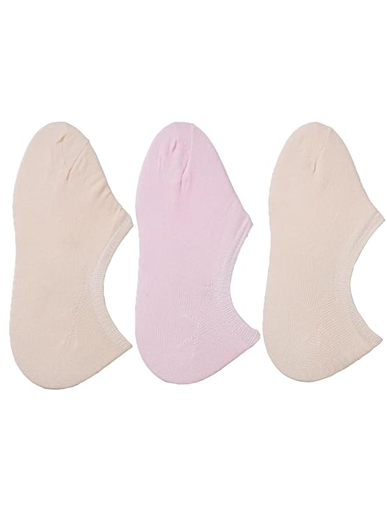 Yellow Bee Pink and Cream Solid Low Cut Invisible Socks for Girls on White Background