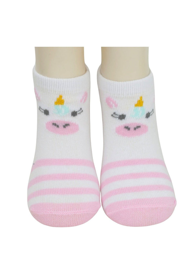 Girls' Elegant Unicorn-Themed Cotton Socks Duo -  Pink