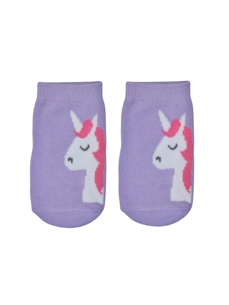 Girls' Elegant Unicorn-Themed Cotton Socks Duo - purple- front - view