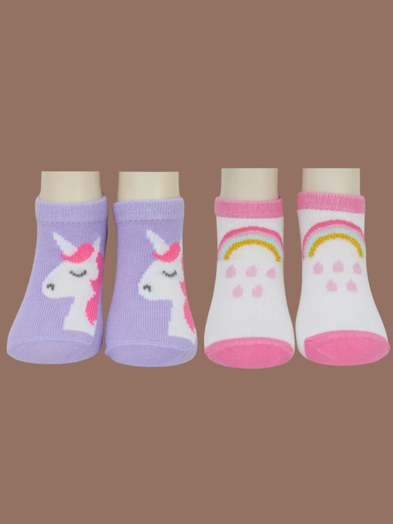 Girls' Magical Unicorn & Rainbow Cotton Socks Set- Creative View