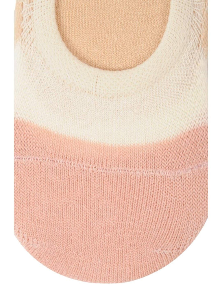 zoom view of Peachy Ombre No-Show Socks by Yellow Bee showing soft cotton fabric.