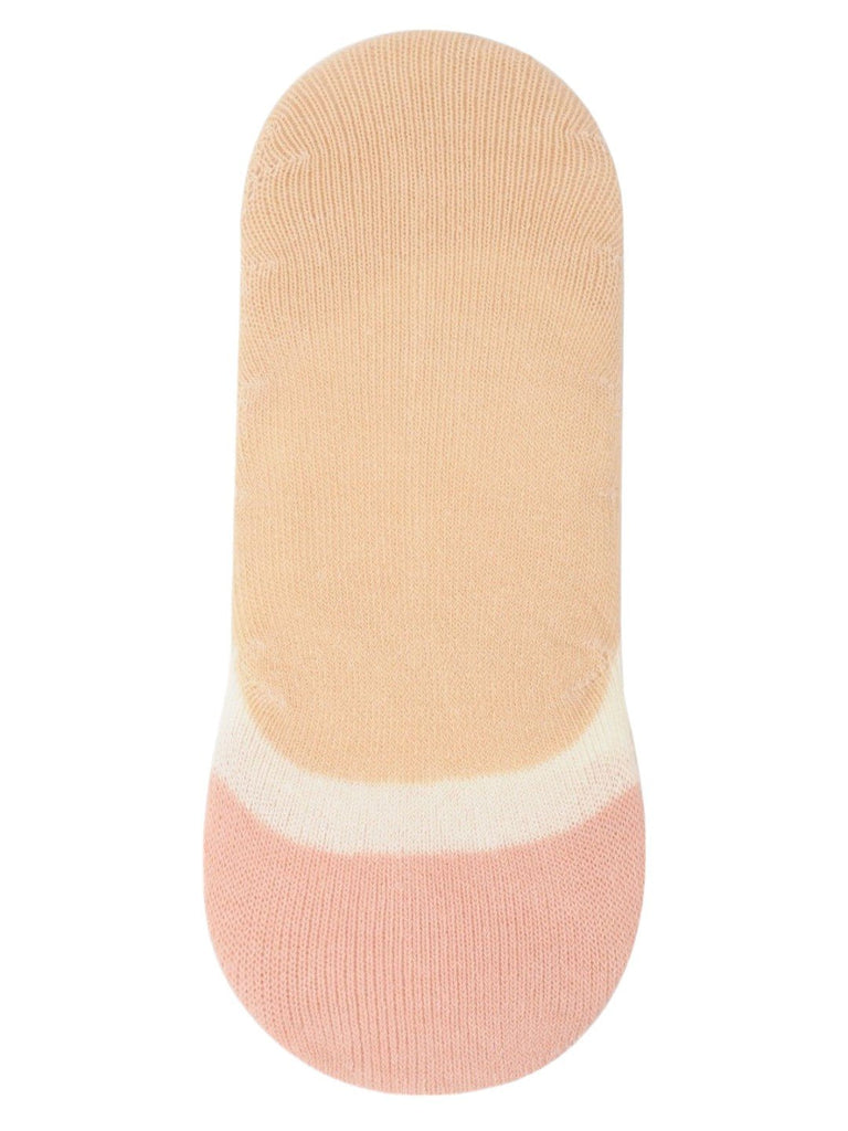 Back view of Peachy Ombre No-Show Socks by Yellow Bee showing soft cotton fabric.