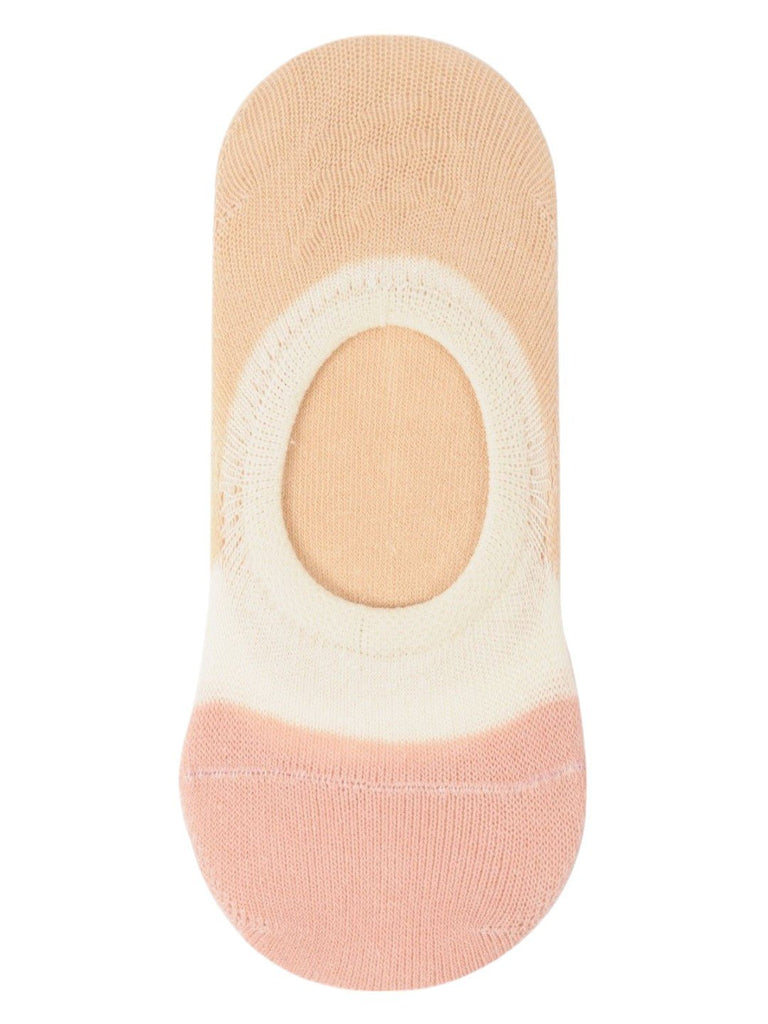 Front view of Peachy Ombre No-Show Socks showcasing their low-cut design.