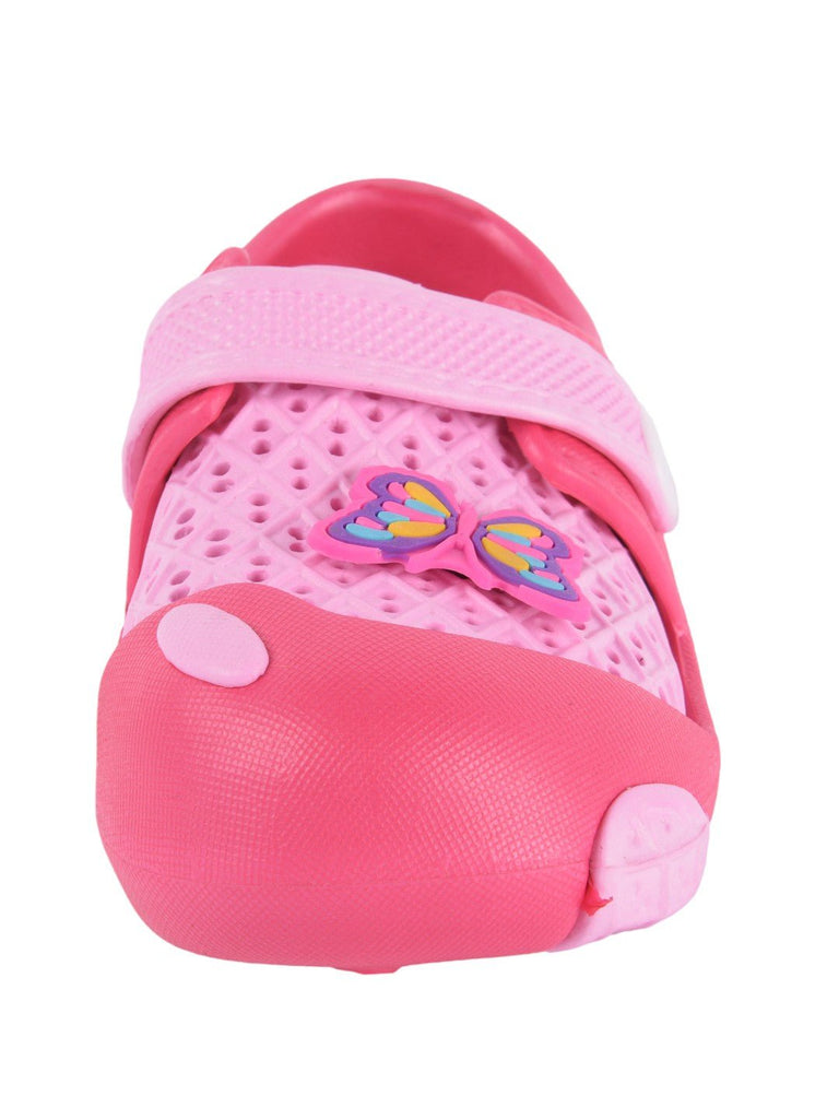 Yellow Bee Girls' Pink Clogs with Butterfly Motif zoom View