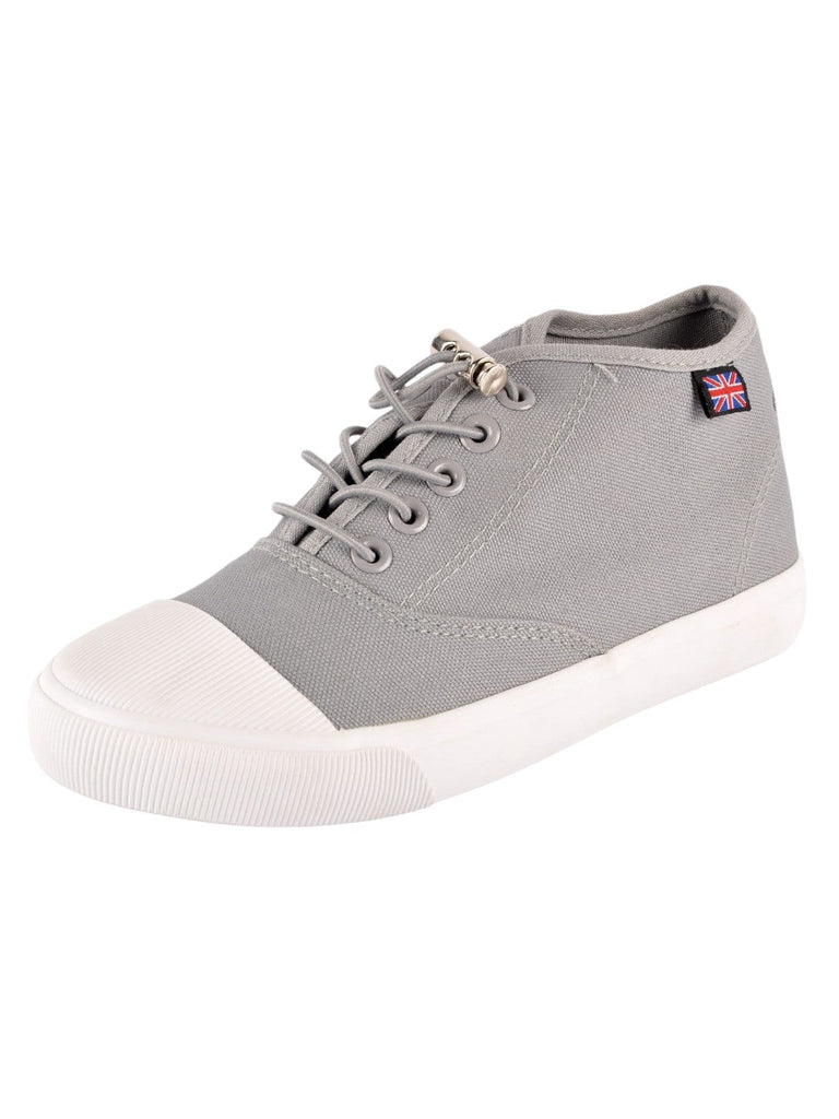 Girls' Playtime Grey Canvas Lace-Up Shoes angle view