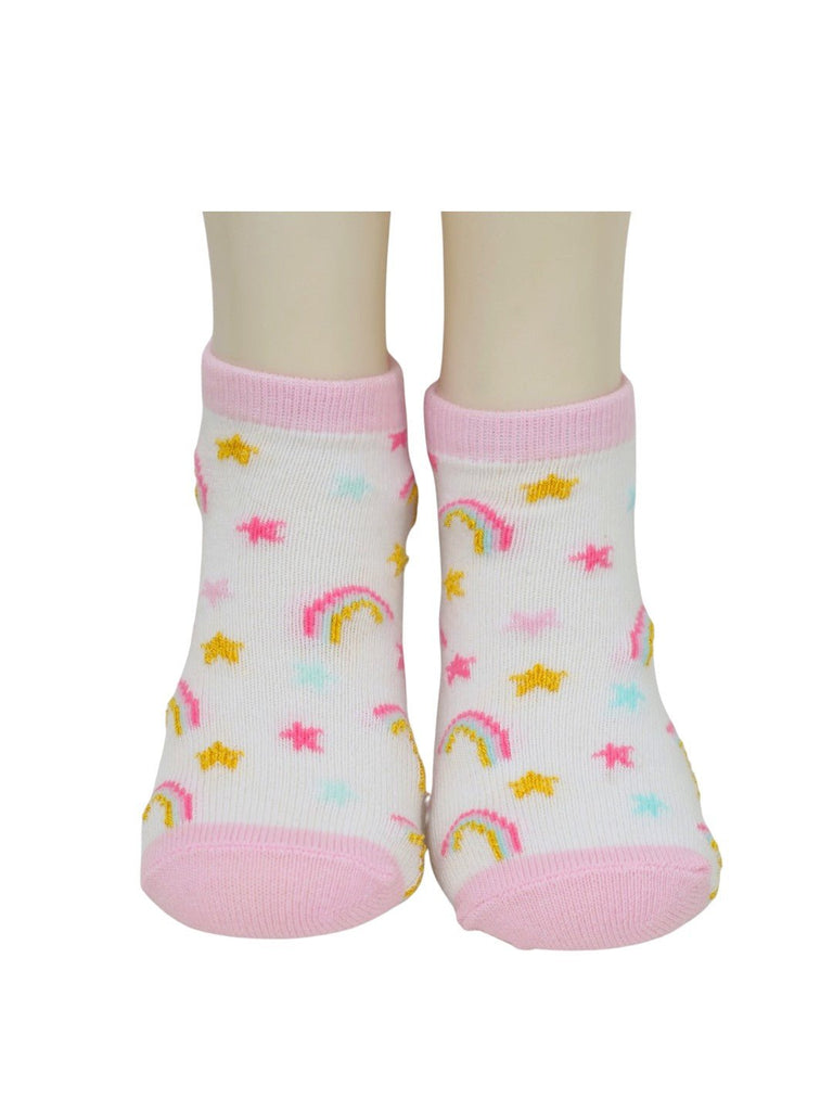 Girls' Unicorn Cotton Socks Combo - Pink & White- Front View