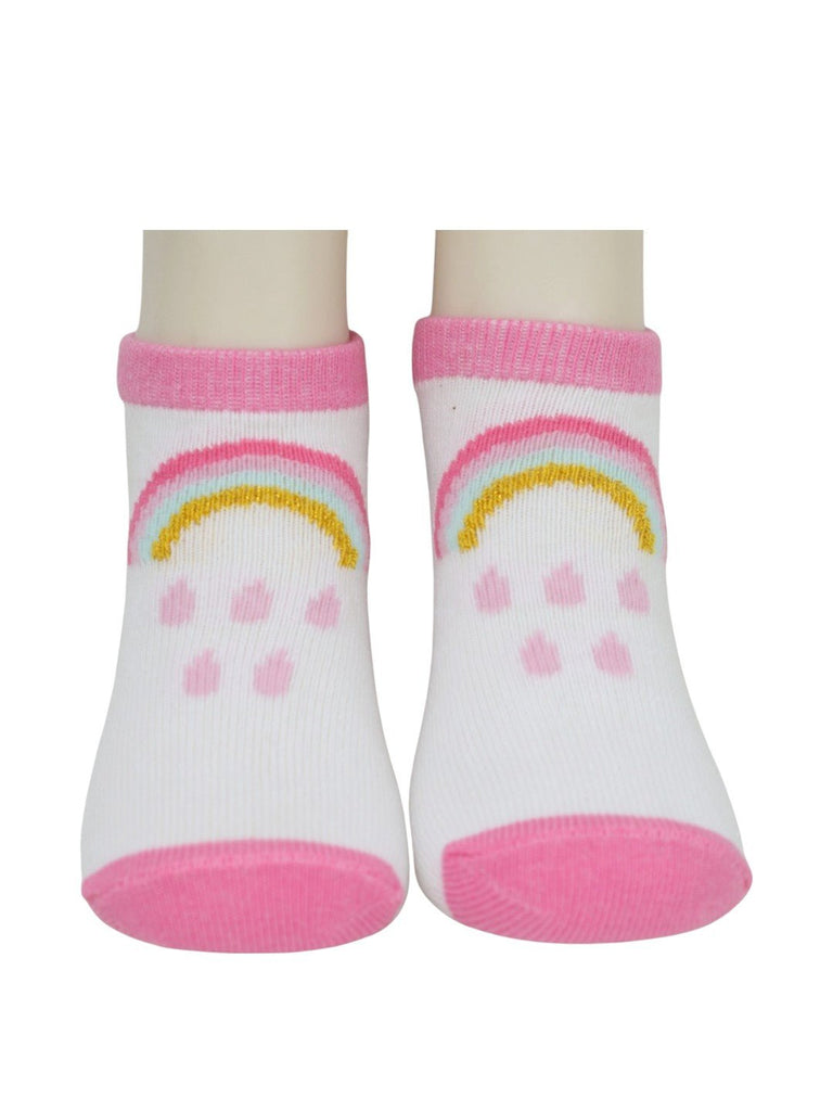 Girls_Clouds_Cotton_Socks_Combo_-_Pink_White- Front_View