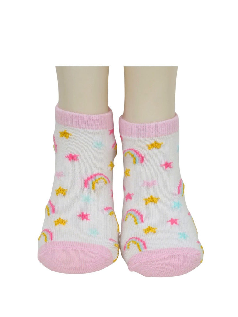 Girls' Rainbow Patterned Cotton Socks Combo- Front View