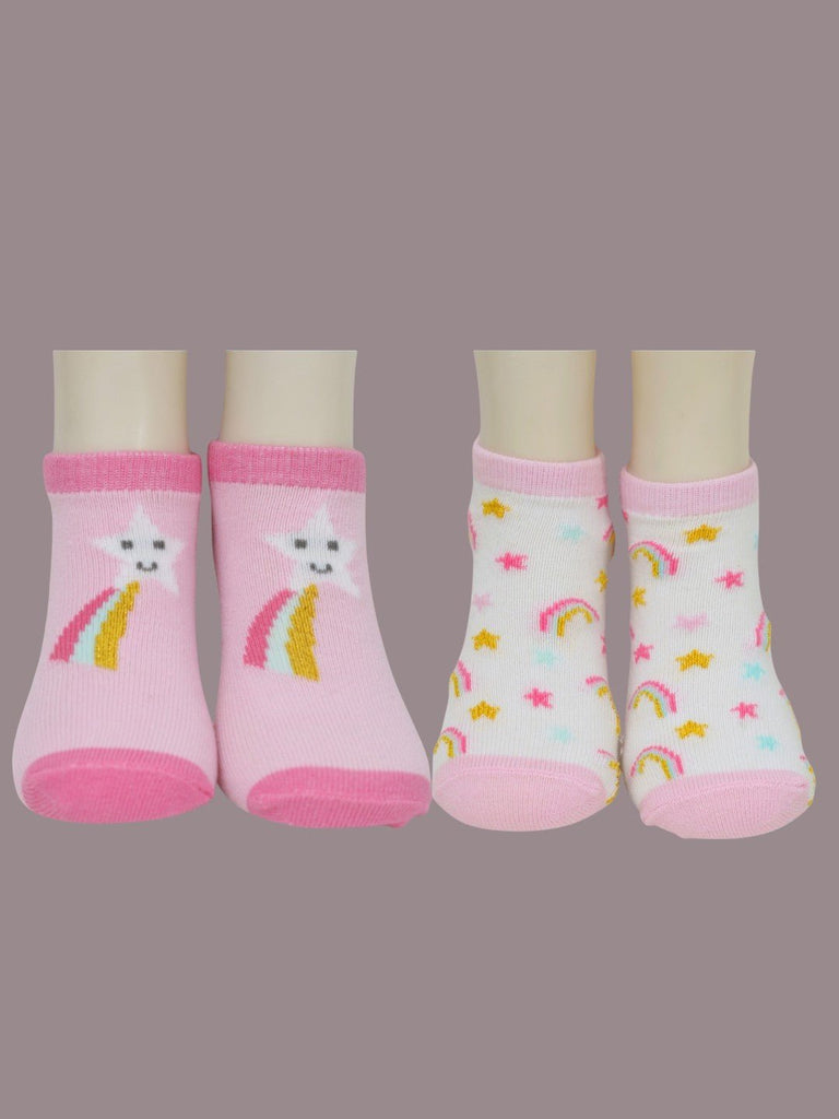 Girls' Rainbow & Star Patterned Cotton Socks Combo- Creative View