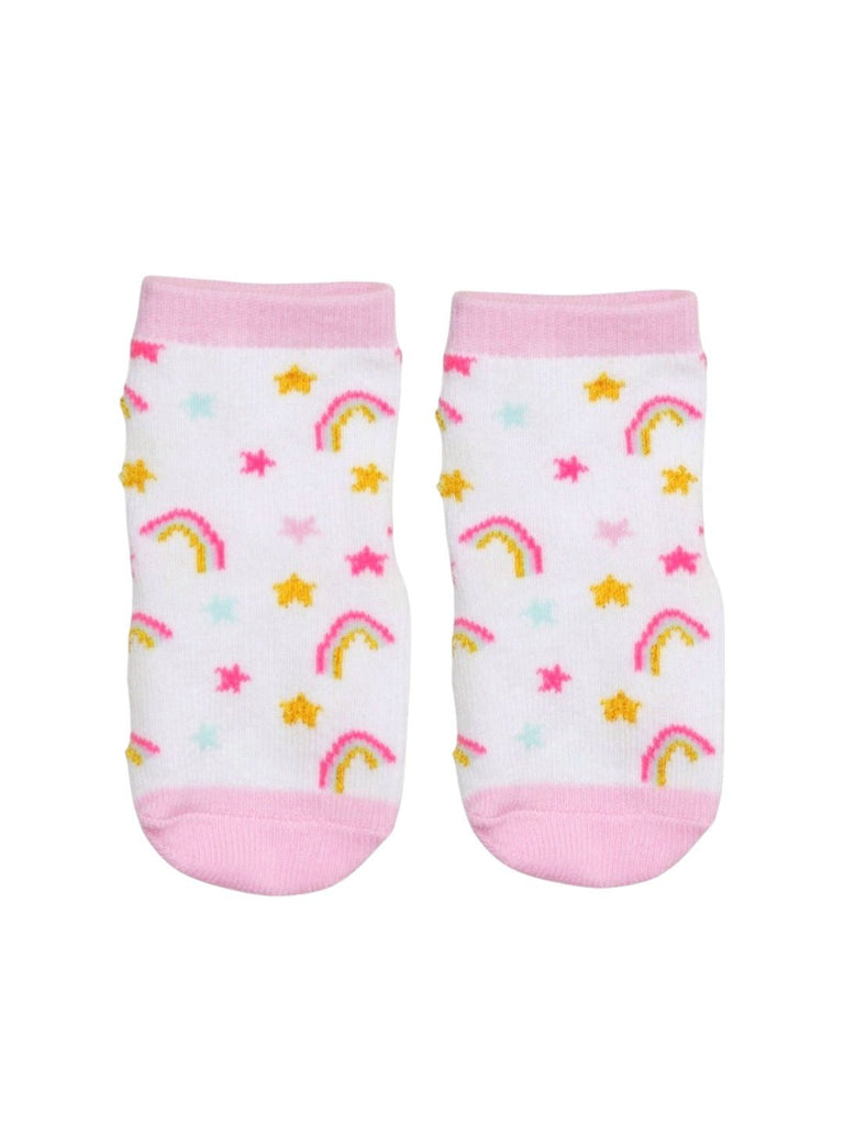 Girls' Rainbow Cotton Socks Combo, Pink- Full Front View