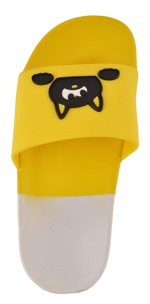 Top View of Yellow Bee Playful Fish and Cool Cat Theme Slippers for Girls