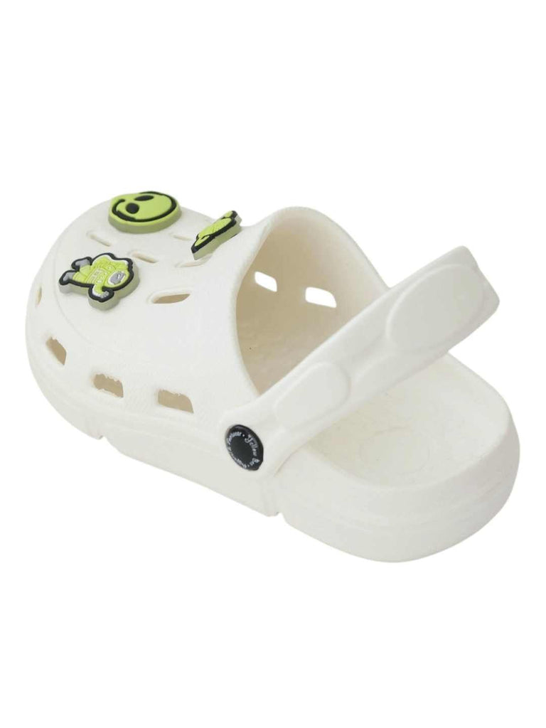 Glow-in-the-Dark Alien & Space Explorer Charms Clogs for Boys-White- Back View