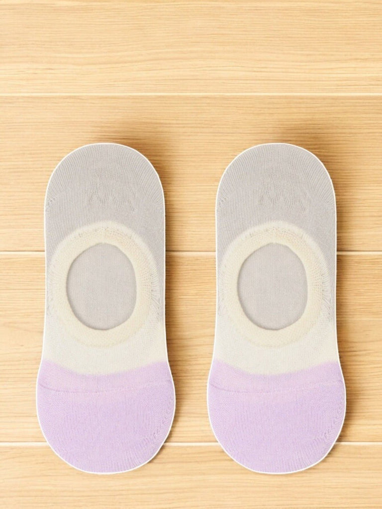 Gradient Color Low-Cut Socks – Grey, Cream, and Lavender