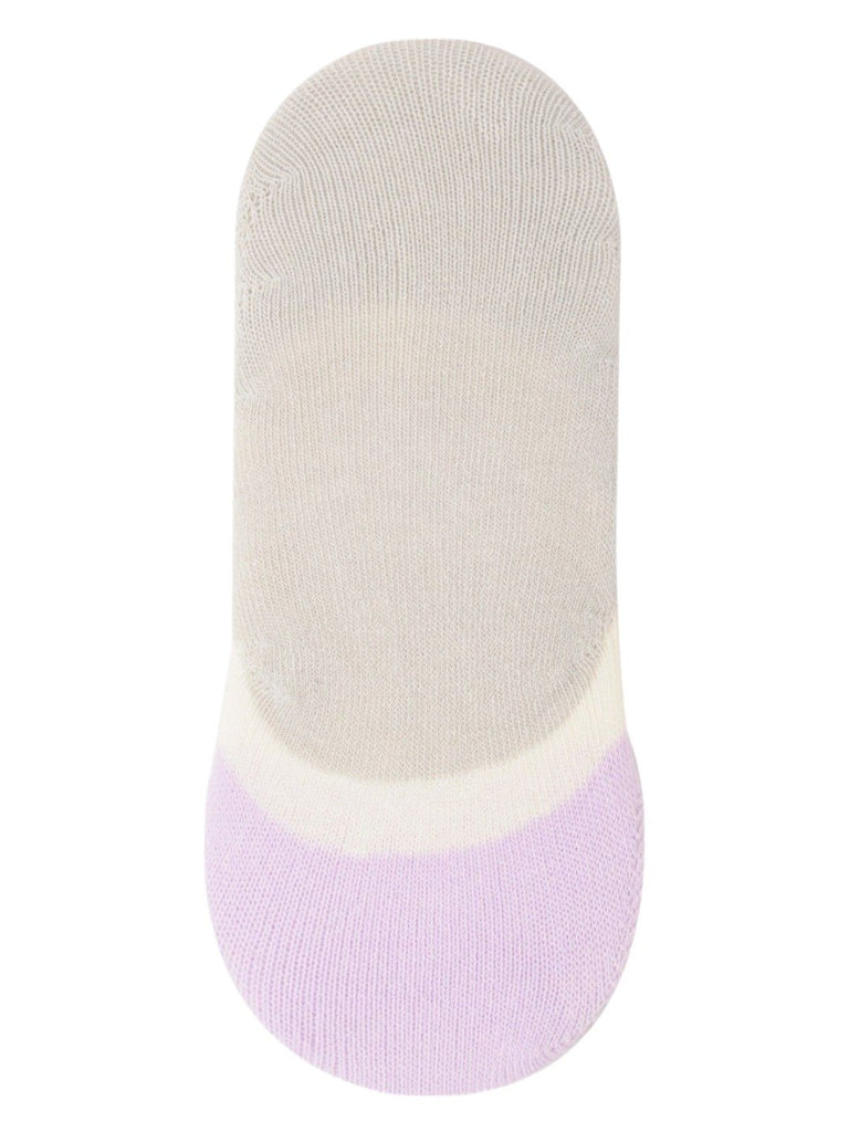 Back view of Gradient Color Low-Cut Socks in grey, cream, and lavender showing its seamless design.