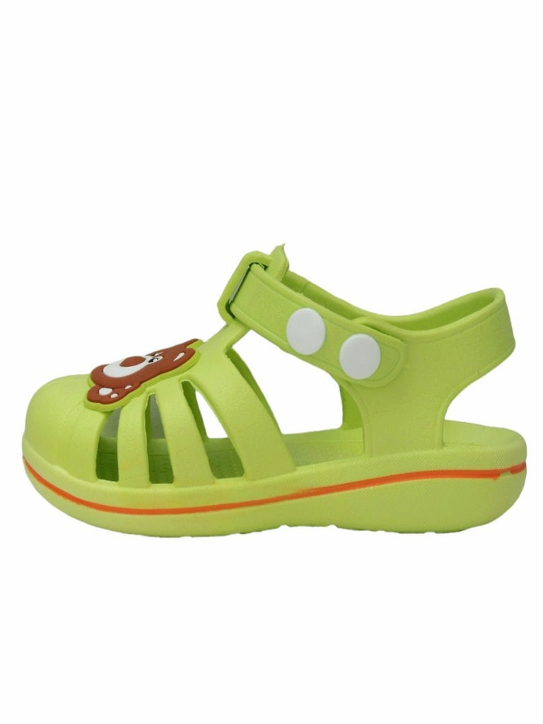  Side view of Green Cute Teddy Bear Strap Sandals for Boys