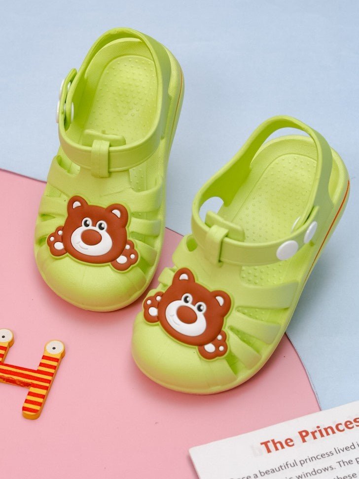 Creative display of Green Cute Teddy Bear Strap Sandals for Boys