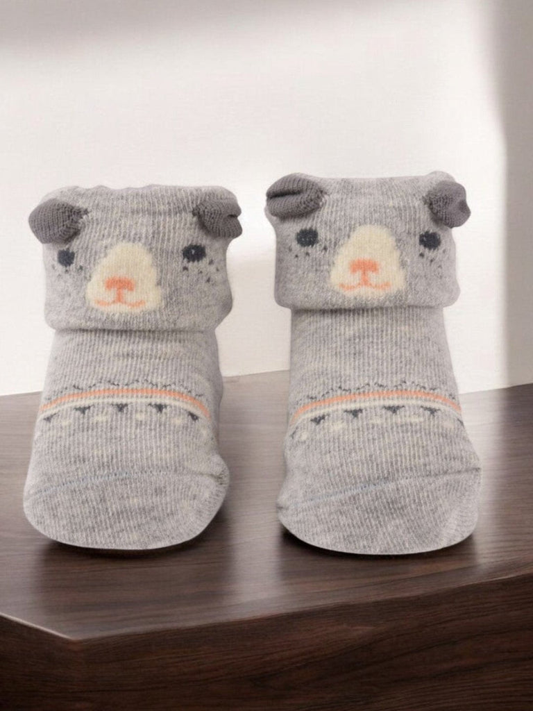 Yellow Bee Grey Bear Baby Socks – Full Product View